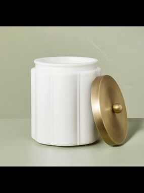 Small Milk Glass Bath Canister with Metal Lid - Hearth & Hand™ with Magnolia